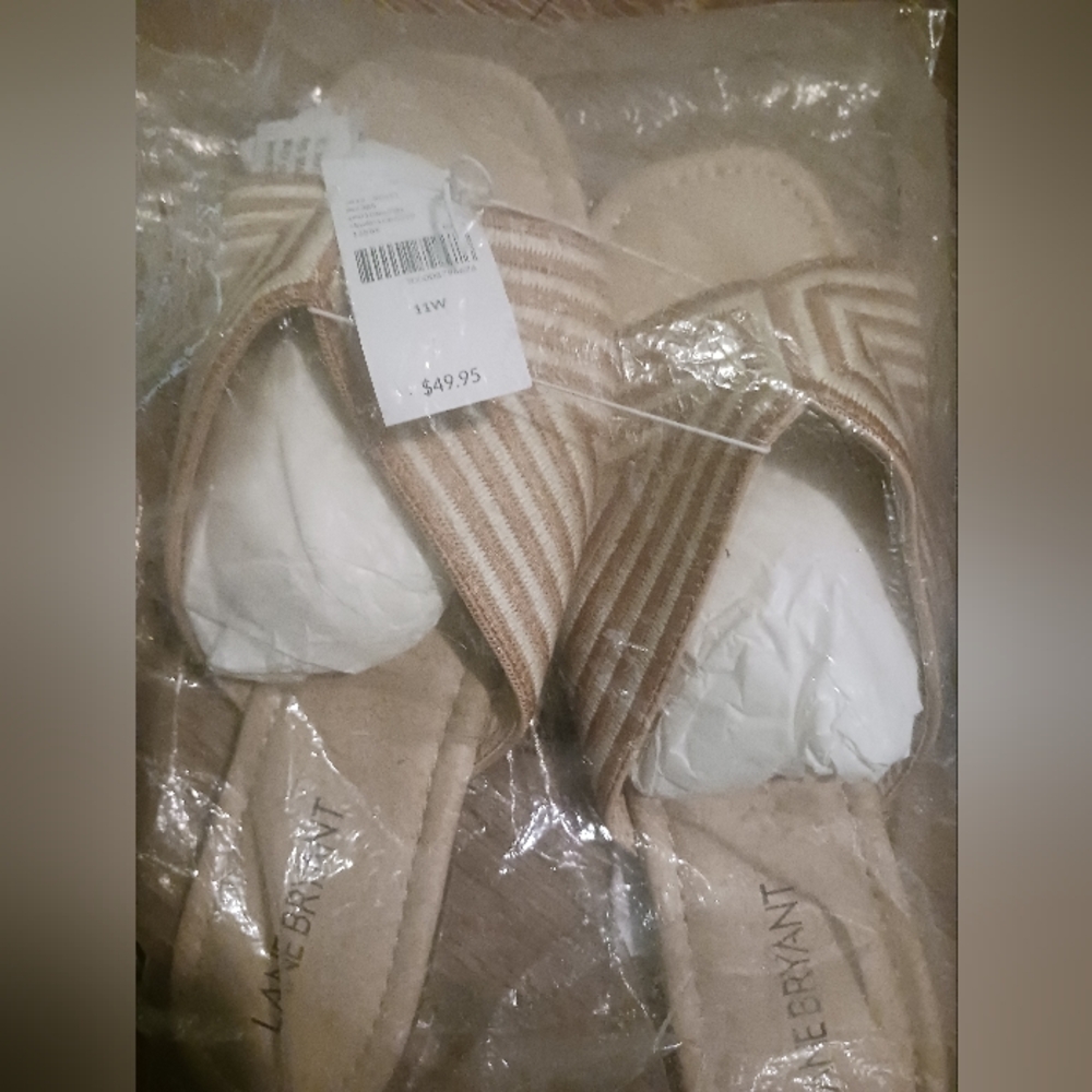 Lane Bryant Tan and Cream Slides